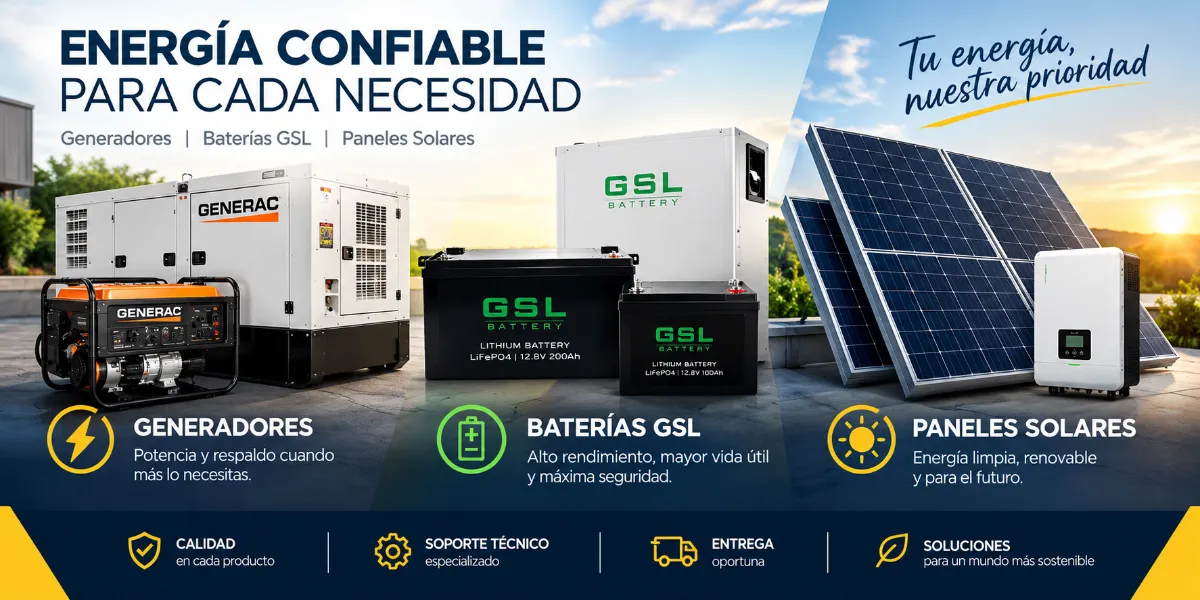 Baterias,Paneles Solares y Generadores